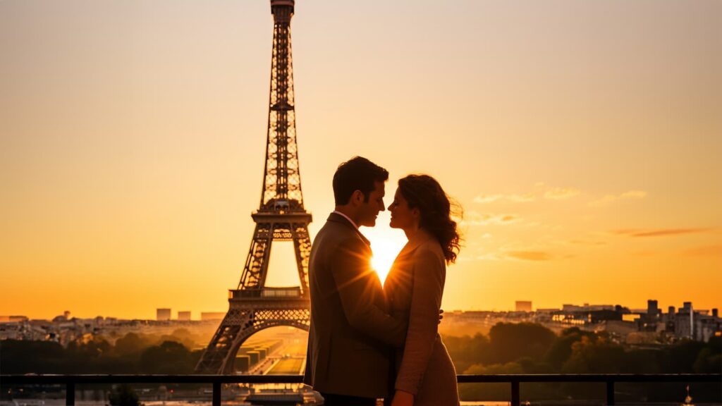 photo de deux amoureux devant la Tour Eiffel pour une demande en mariage 